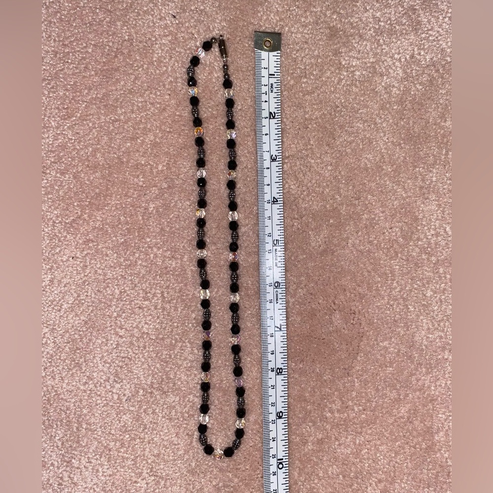 Necklace Vintage Black, Silver& Clear Beaded - Picture 15 of 16